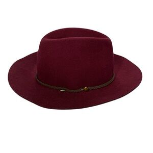 Lucky Brand burgundy wool Rancher with hat pin